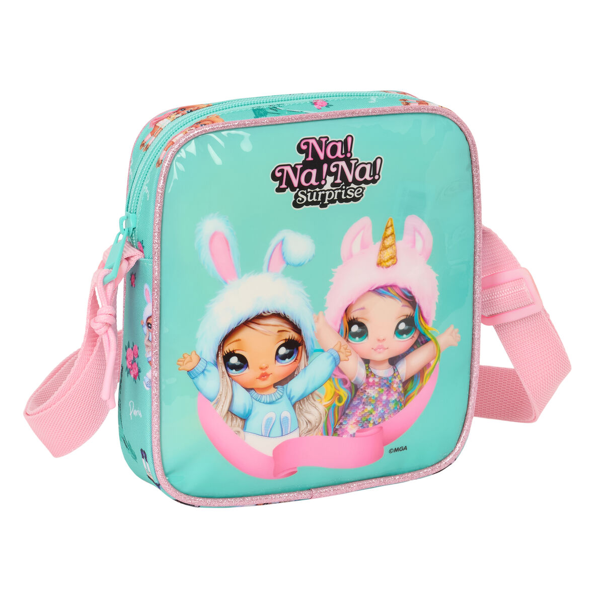 Shoulder Bag Na!Na!Na! Surprise Bunny Pink Turquoise 16 x 18 x 4 cm